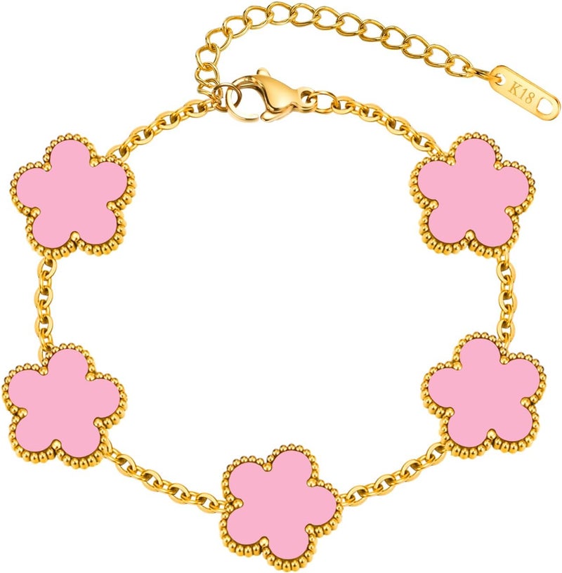 MPRAINBOW Women Gold Bracelets Jewelry Set - 18K Gold Plated Floral Bracelets,Stainless Steel Charm Bracelet Non-Tarnish,Adjustable lucky Chain Set Trendy Gift,Christmas Valentines Birthday Gifts for Girlfriend - Image 1